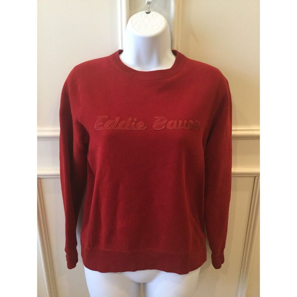 Eddie Bauer Women's Red Sweatshirt XS Soft Embroidered Logo